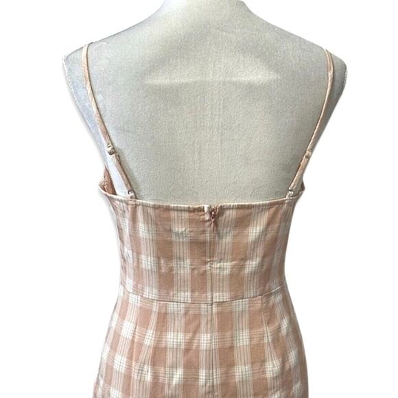BP. Sundress Square Neckline Mini Adjustable Spaghetti Strap Plaid Pink W M NWOT - Picture 4 of 7